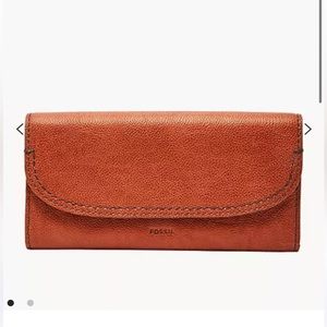 SOLD  Fossil Cleo Clutch Wallet - 100% Leather - Brandy